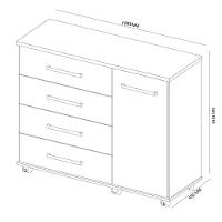 Cômoda Para Quarto 1 Porta 4 Gavetas Flora D02 Branco