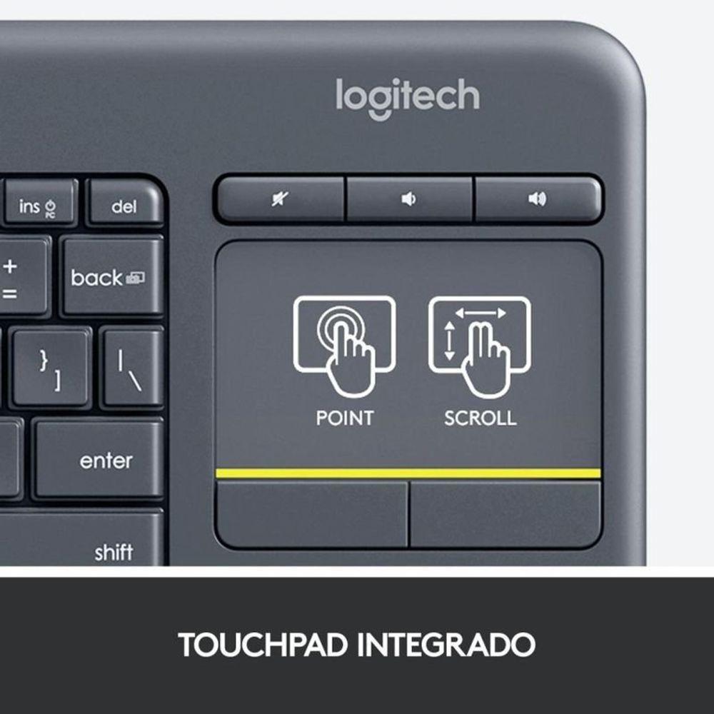 Kit Teclado Sem Fio Com Touch Integrado Logitech K400 Plus T - 6