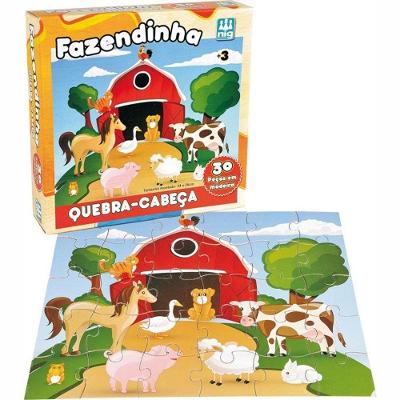Quebra-cabeça Em Madeira - Fazendinha - 30 Peças - Nig