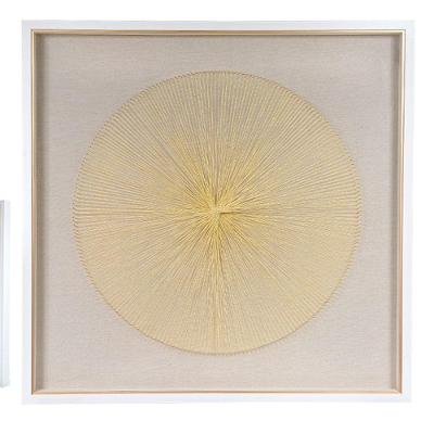 Quadro Decorativo Linha Dourado E Bege 80x80x5 Cm - D'rossi