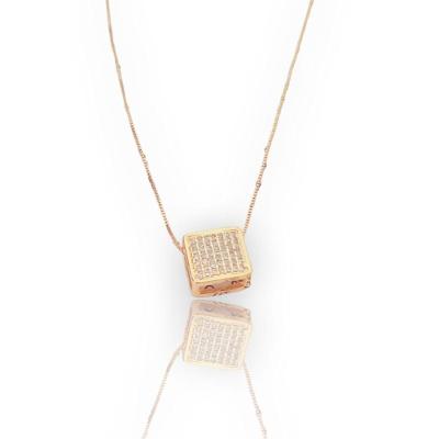 Corrente Veneziana 45cm Pingente Quadrado Dourado