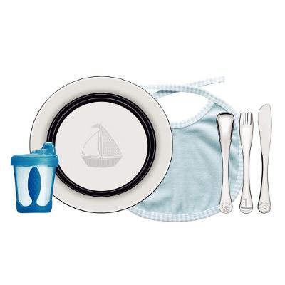 Kit Infantil Le Petit Para Refeição Azul Em Aço Inox