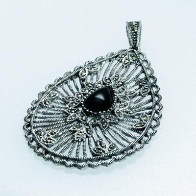 Pingente Bali Mandala Com Pedra Prata 925 - ônix