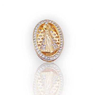 Pingente Oval Duplo Nossa Senhora Aparecida Dourado