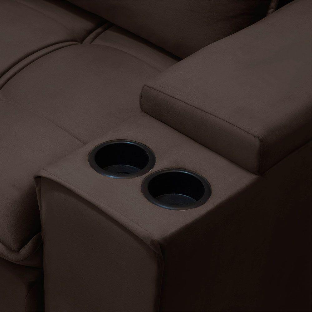 Sofá Retrátil Reclinável 3 Lugares 250Cm Moritz F05 Veludo Marrom - 3