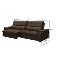 Sofá Retrátil Reclinável 3 Lugares 250Cm Moritz F05 Veludo Marrom - 2