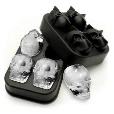 Forma De Silicone Gelo Formato Caveira Crânio 3D 4 Caveiras