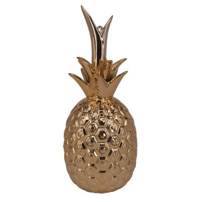 Abacaxi Decorativo de Cerâmica Dourado
