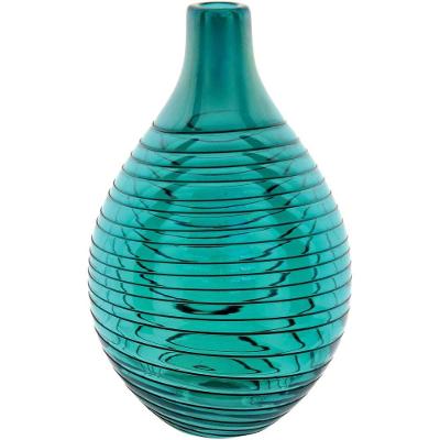 Swirl Garrafa Decorativa 25X15X15Cm Vidro Azul