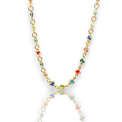 Chocker Coração Multicolorido Dourado