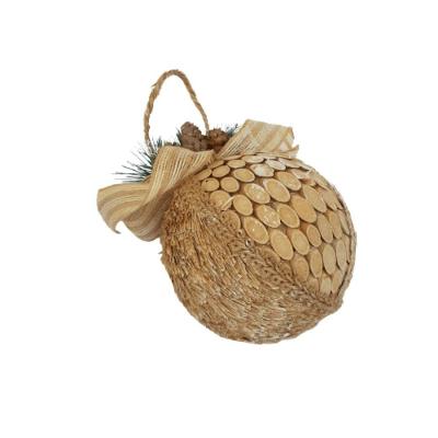 Bola Decorativa De Natal Rústica 15cm 15cm Diâmetro