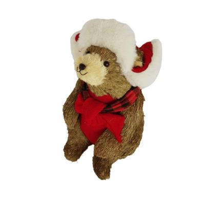 Urso Decorativo Natal Palha E Lã 37cm 37cm