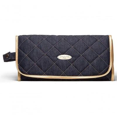 Trocador Portátil Jeans Dourado Azul Marinho