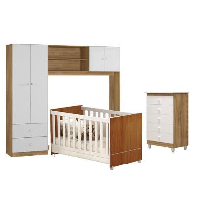 Quarto Infantil Berço, Conjugado, Cômoda Nature/Branco