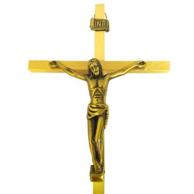 Crucifixo Em Metal De Pendurar Ouro Velho 22cm