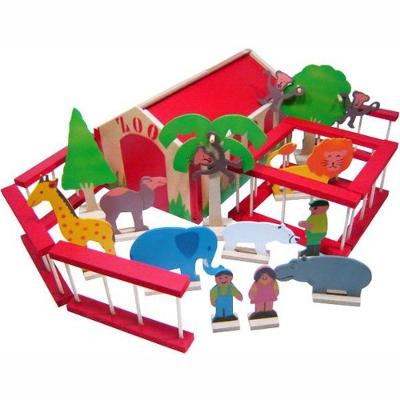 Conjunto Zoológico Com Animais E Acessórios - Madeira - Multicolorido - 100% Artesanal