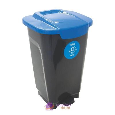 Lixeira T-force Tramontina Empresarial Preta Com Detalhe Azul 50 L Aço Inox