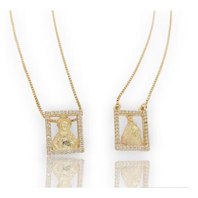 Escapulário Jesus E Maria Com Zircônias - Banhado A Ouro