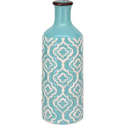Cuzco Garrafa Decorativa 34X12X12Cm Cerâmica Azul