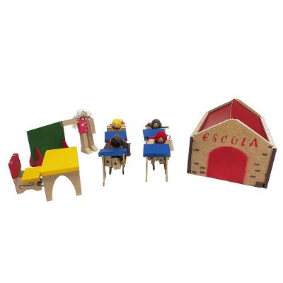 Escola Com Acessórios - Madeira - Brinquedos Educativos