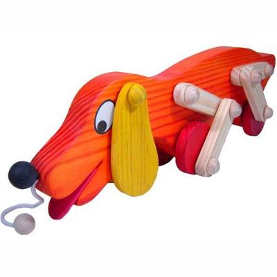 Cachorro Totó De Puxar - Madeira - Bohney