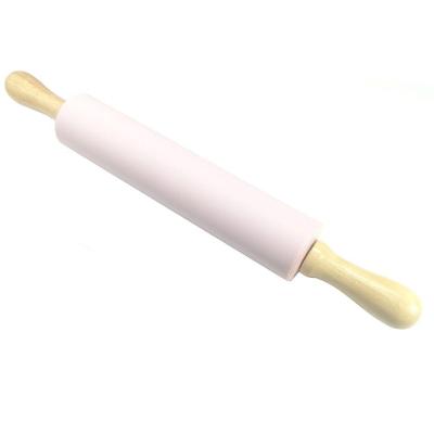 Rolo De Massa De Silicone Com Cabo De Madeira Cor:rosa