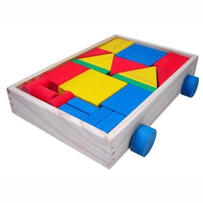 Carro Com Blocos Em Madeira - Multicolorido - Ciabrink