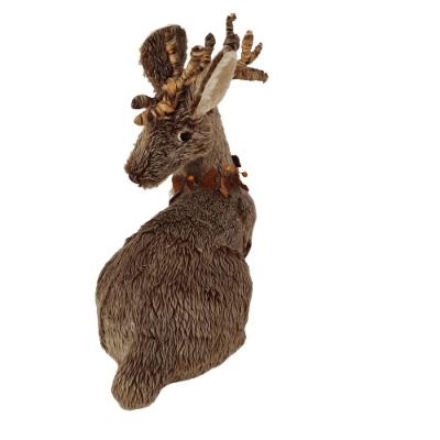 Rena Rústica Sentada Revestida Em Pele Alt 36cm X Larg 19cm X Comp 44cm