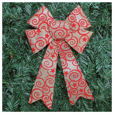 Kit 2 Enfeite árvore Natal Laço Arabesco Com Veludo 30 Cm