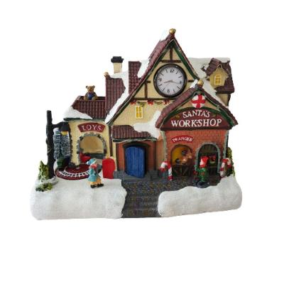 Vila Natalina Em Resina Com Leds 30cm