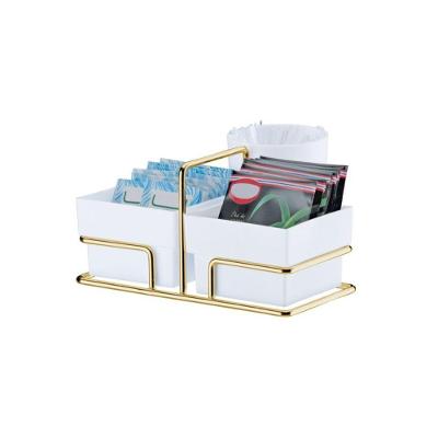 Organizador Para Sachês E Mexedor Caffè Future Branco E Dourado