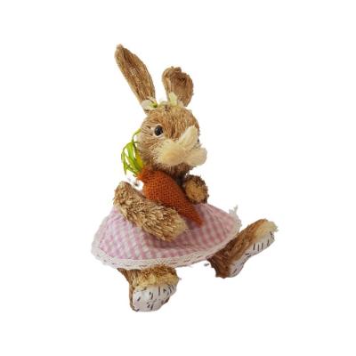 Coelha Sentada Em Palha Natural 20cm