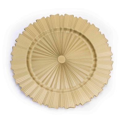 Sousplat De Plástico Dourado Com Relevo E Recortes Lateral 33Cm