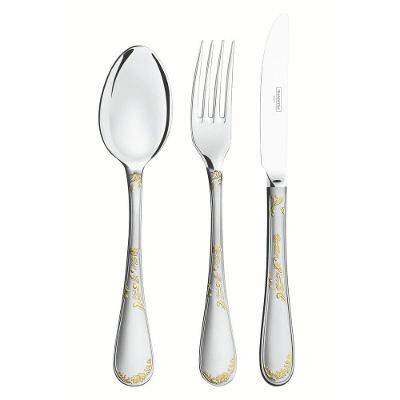 Faqueiro Renascença 101 Peças Em Aço Inox E Detalhes Em Ouro