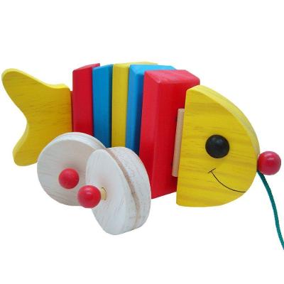 Peixe Articulado De Puxar Em Madeira 100% Artesanal