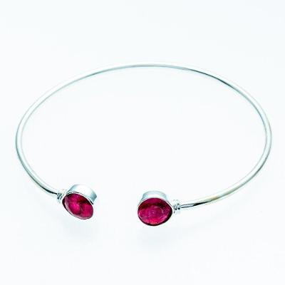 Bracelete Feminino Prata 925 Com Pedra Natural - Rubi Indiano