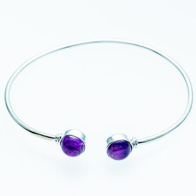 Bracelete Feminino Prata 925 Com Pedra Natural - Ametista