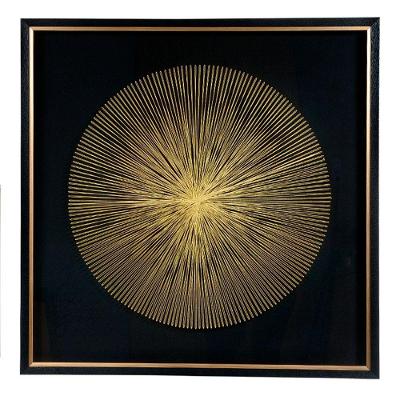 Quadro Decorativo Linha Dourado E Preto 80x80x5 Cm - D'rossi