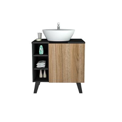 Balcão Gabinete P/ Banheiro 60cm Appunto Preto Castanho