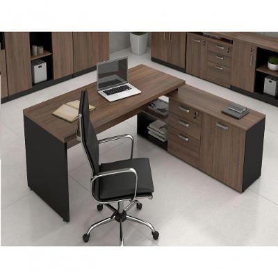Mesa Escritório Web40 1,90 X 1,60 C/ Balcão Ameixa / Preto