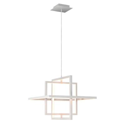 Lustre Pendente Orluce Quadra Led 34w Branco Bivolt 3000k Luz Amarela
