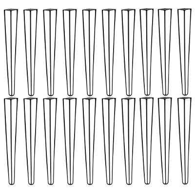 Kit 20 Pés De Metal 60 Cm Harpin Legs Mesa De Canto Preto