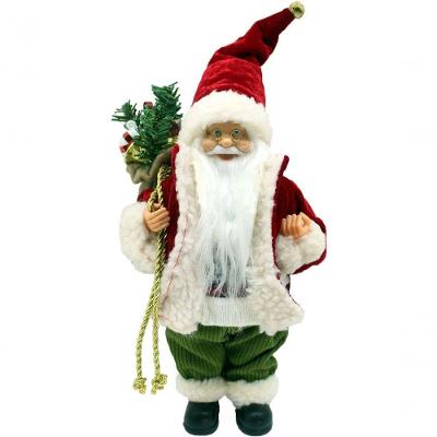 Boneco Papai Noel Casaco Tradicional Saco Com Presente 40cm