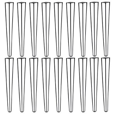 Kit 18 Pés De Metal 60 Cm Harpin Legs Mesa De Canto Preto