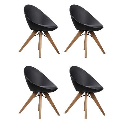 Kit 04 Cadeiras Elen Preto Base Madeira