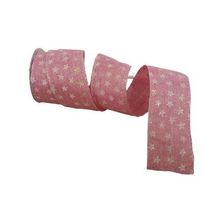 Fita Aramada Tecido Rosa Com Estrelinhas Comp 9.14m