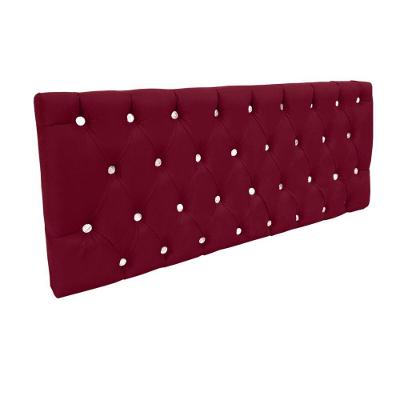 Cabeceira Painel Cristal Cama Box Casal 140Cm Suede Vinho