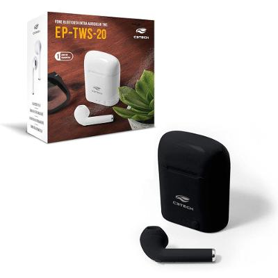 Fone De Ouvido C3tech Ep-tws-20bk, Bluetooth 5.0, Intra Auricular, Tws, Preto