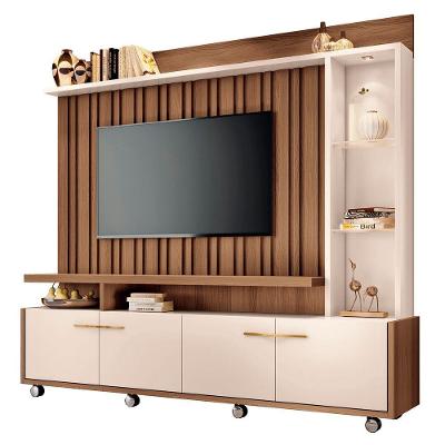 Estante Painel De Tv 60 200cm Natan H01 Castanho-off White - Mpozenato