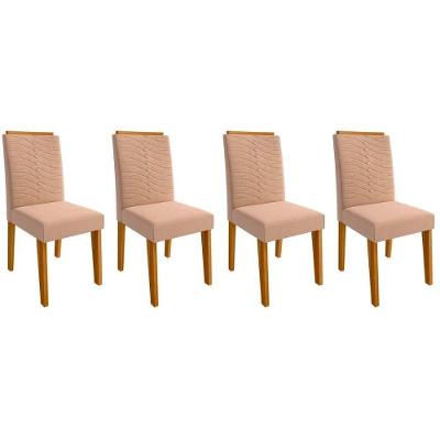 Cadeira Sala De Jantar Clarice Kit 4 Un Nature-suede Nude Bege - Cimol